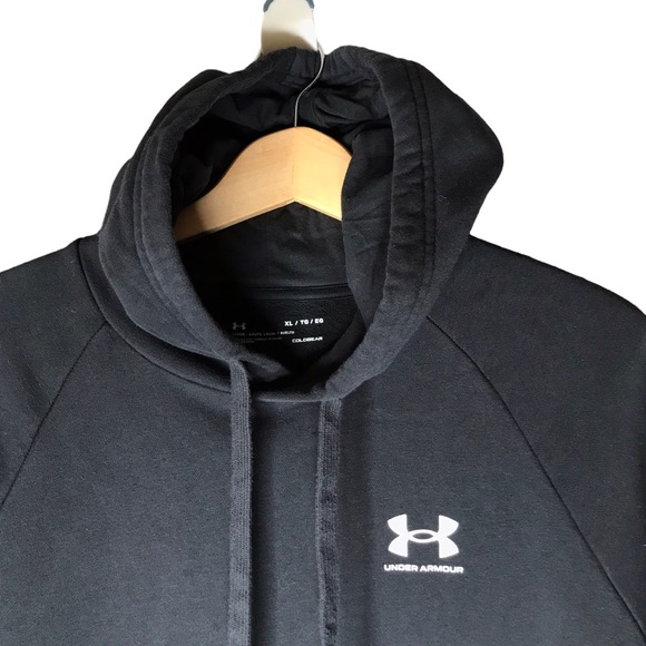 Under Armour Rival Fleece Short Sleeve Hoodie Pullover Sweatshirt Black Men's XL - Picture 4 of 9